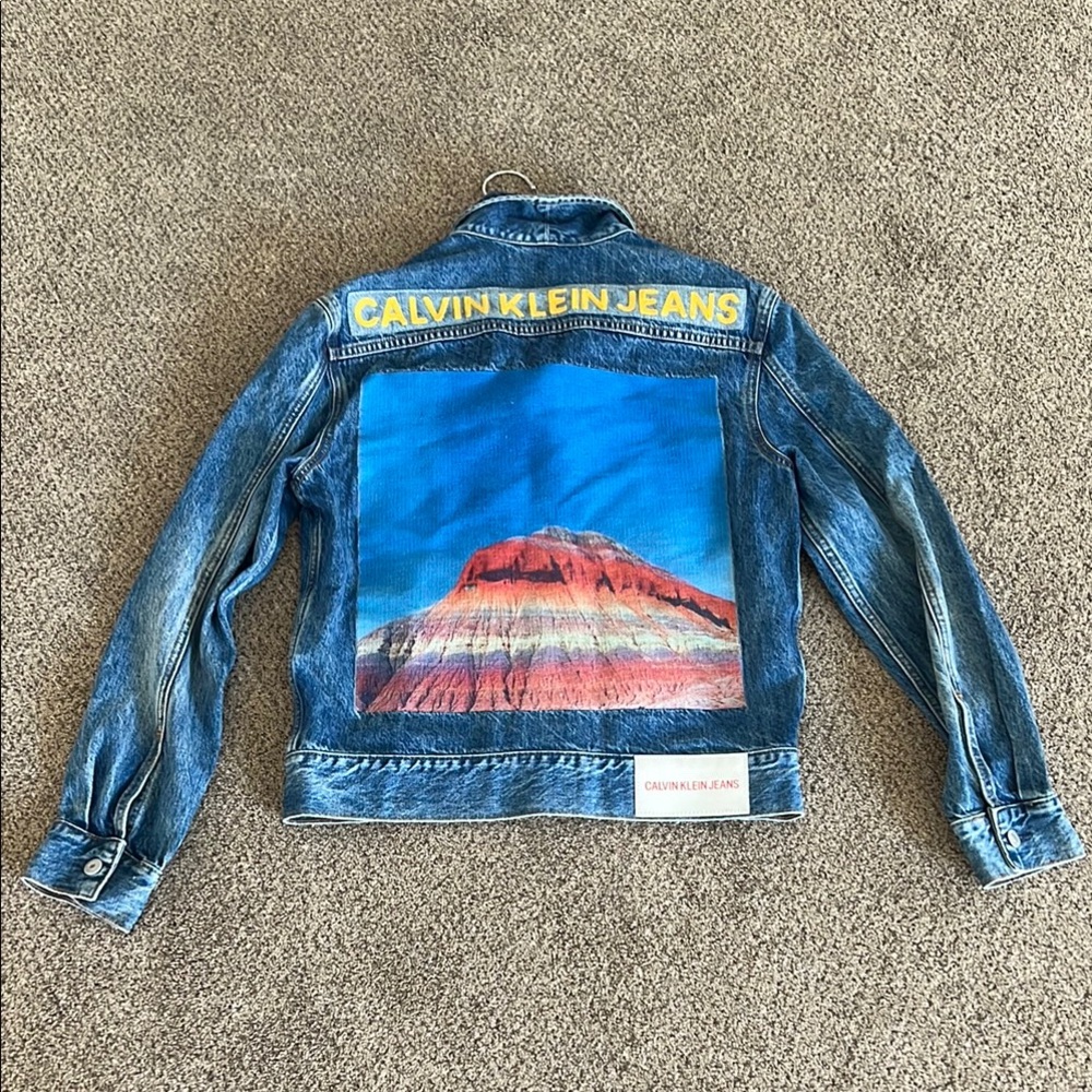 Calvin Klein Blue Lightweight Shirt Jacket with Graphic Back